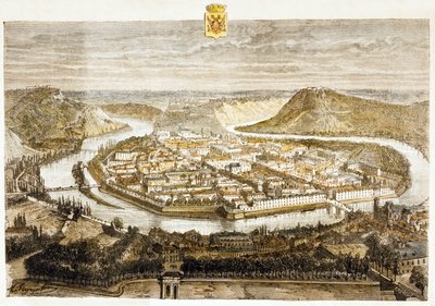 Udsigt over Besancon, Frankrig (farvegravering) af French School