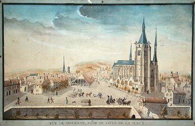 Udsigt over Dourdan af en fange, ca. 1800 (wc på papir) af French School