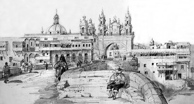 Udsigt over Lima, Peru, ca. 1850 (gravering) af French School