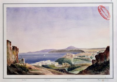 Udsigt over Oran fra den gamle Kasbah, ca. 1830 (wc på papir) af French School