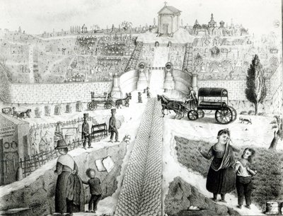 Udsigt over Pere-Lachaise kirkegård, begyndelsen af det 19. århundrede af French School