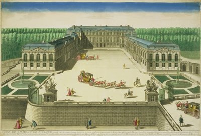 Udsigt over slottet St. Cloud, indgraveret af Antoine Aveline (1691-1743) af French School
