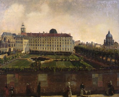 Udsigt over Institut National des Jeunes Sourds, Paris, ca. 1840 (olie på lærred) af French School