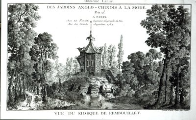 Udsigt over kiosken ved Rembouillet, fra Jardins Anglo-Chinois a la mode af George Louis le Rouge, udgivet 1775-78 af French School