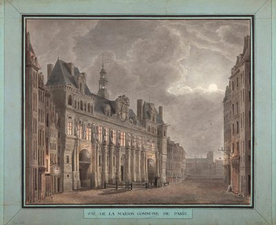 Udsigt over Maison Commune i Paris, mellem 1790-95 (wc på papir) af French School