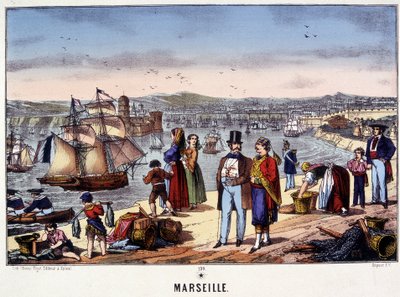 Udsigt over havnen i Marseille, billede af Epinal, n.d. 19. århundrede af French School