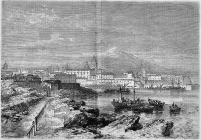 Udsigt over byen Catania (Catania) ved foden af vulkanen Etna. Sicilien, Italien af French School