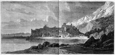 Udsigt over byen Monaco i 1860. Indgravering i "" The Illustrous World"" nr. 157 af 14. april 1860. af French School