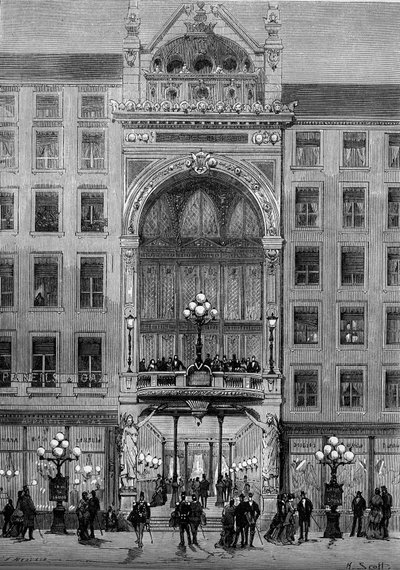 Udsigt over facaden på Bellecour-teatret i Lyon, bygget af Jules Chatron (1831-1884) i 1879. Indgravering i "" Le Monde Illustré"" nr. 1176 af 11. oktober af French School