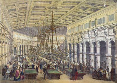 Udsigt over det indre af Grand Cafe Parisien, Paris, indgraveret af Thibault, 1855 af French School