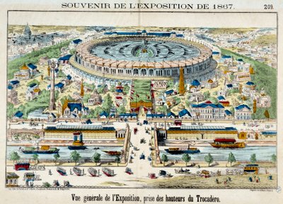 Udsigt over verdensudstillingen fra Trocadero i Paris. 1867 Stik. Paris, karnevalsmuseum af French School