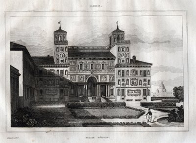 Villa Medici Rom - Villa Medicis - Gravering fra "" Det maleriske Italien"" - Historisk og beskrivende maleri af Italien" af M. de Norvins, Ch. Nodier 1834-1836. af French School