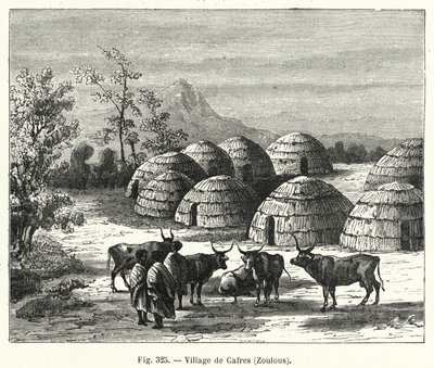 Landsbyen Cafres, Zulus (gravering) af French School