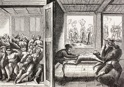 De franske huguenotters vold mod katolikkerne i Sydfrankrig, fra "Military and Religious Life in the Middle Ages" af Paul Lacroix, udgivet i London omkring 1880 af French School