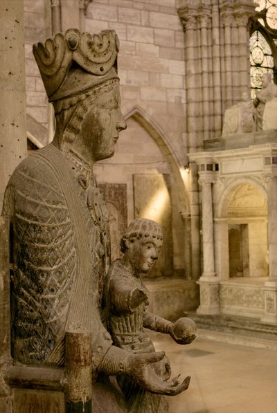Jomfru og barn i majestæt (polykrom træ) (detalje) af French School