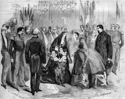 Besøg af Napoleon III (1808-1873) og Impress Eugenie (1826-1920) i Chauny (Aisne, 02) af French School