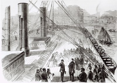 Prins Napoleons besøg i Great Eastern i Southampton den 18. oktober 1859, illustration fra Le Monde Illustre, 5. november 1859 af French School