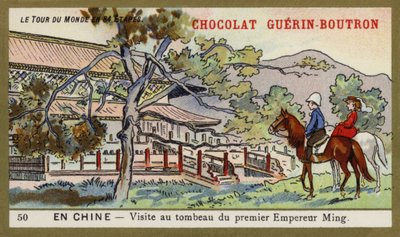 Besøg i den første Ming-kejsers grav, Kina (chromolitho) af French School