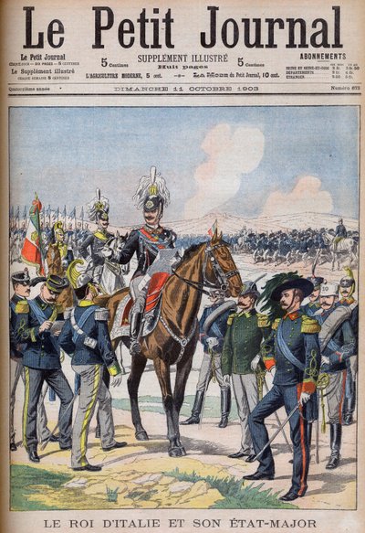 Vittorio Emanuele III di Savoia - Kong Victor Emmanuel III af Italien og hans generalstab. Kongen af Italien og hans Stab. Illustration til Le petit Journal af French School