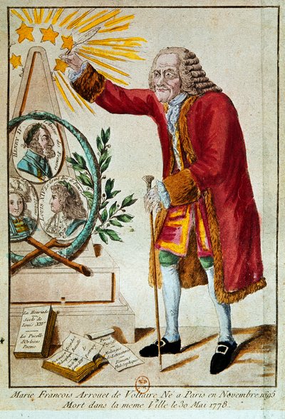 Voltaire (håndfarvet radering) af French School