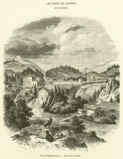 Udsigt over Wilbad-Gastein (gravering) af French School
