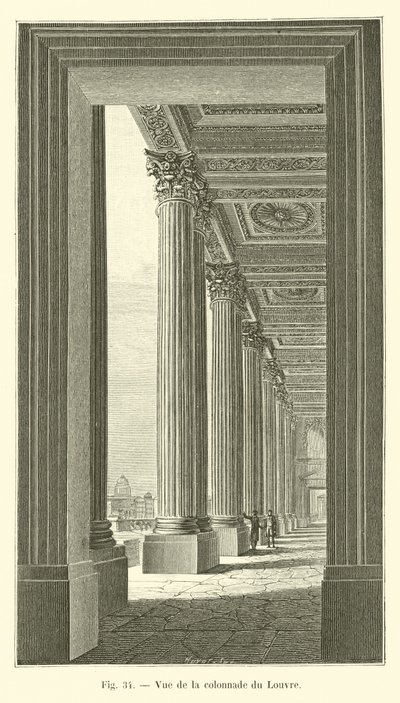 Udsigt over søjlegangen i Louvre af French School