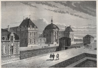 Udsigt over Chateau Royal de Monceaux - gravering fra "" Frankrigs historie fortalt til mine børnebørn"" - af Francois Guizot - 1872-1876 af French School