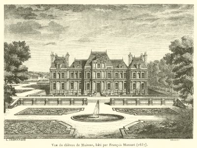 Udsigt over Chateau de Maisons, bygget af Francois Mansart af French School