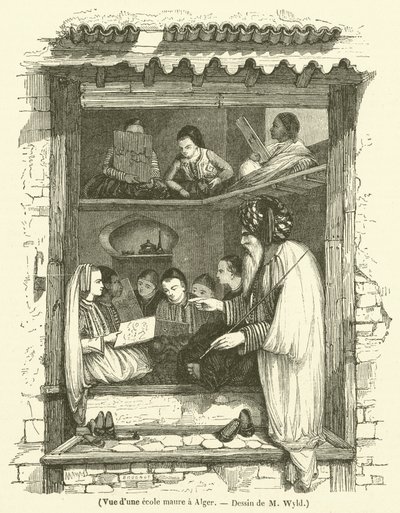 Udsigt over en maurisk skole i Algier (gravering) af French School