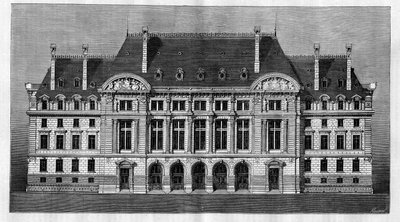 Udvendigt billede af de nye bygninger i Sorbonne i Paris (hovedfacade) af Henri-Paul (Henri Paul) Nenot (1853-1934) af French School