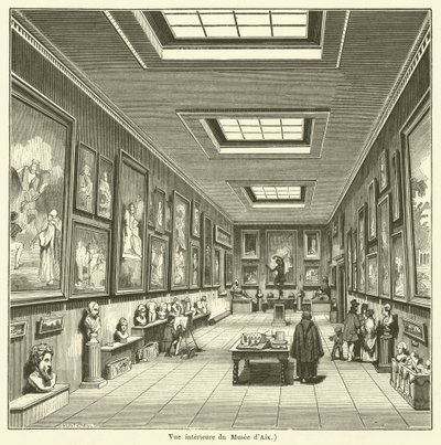 Indvendigt billede af Aix-museet (gravering) af French School