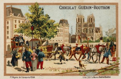 Vogn til transport af træer (chromolitho) af French School