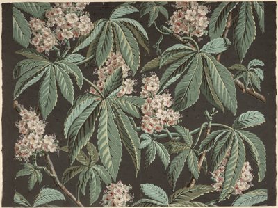 Tapetdesign med Chestnut Branch (detalje) ca. 1810, fremstillet af Josef Dufour (1752-1827), Paris, af French School