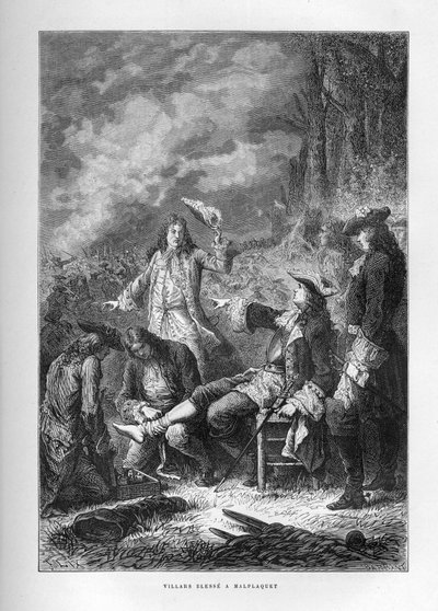 Den spanske arvefølgekrig: The Marechal of Villars (Claude Louis Hector) (1653-1734) ved slaget ved Malplaquet (Belgien), 11. september af French School
