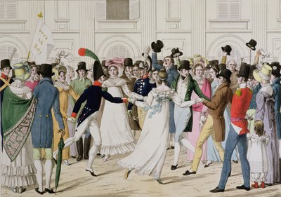 Vi har vores Pere de Gand, fejring i Tuilerierne af Ludvig XVIII vender tilbage i 1815 fra Gent efter 100 dage (farvegravering) af French School