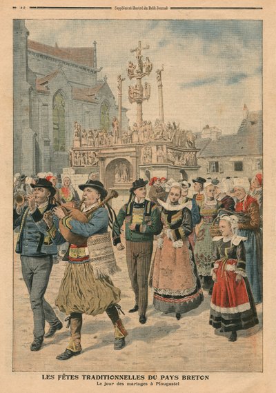 Bryllupsdag i Plougastel, Bretagne, illustration fra Le Petit Journal, supplement illustre, 27. januar 1907 af French School
