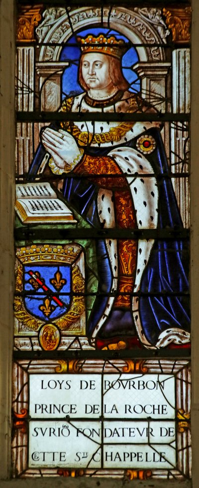 Vindue forestillende Louis de Bourbon (farvet glas) af French School