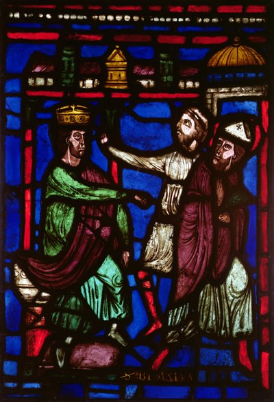Vindue, der viser St. Blaise, der lytter til hans fordømmelse, Ile de France Workshop af French School