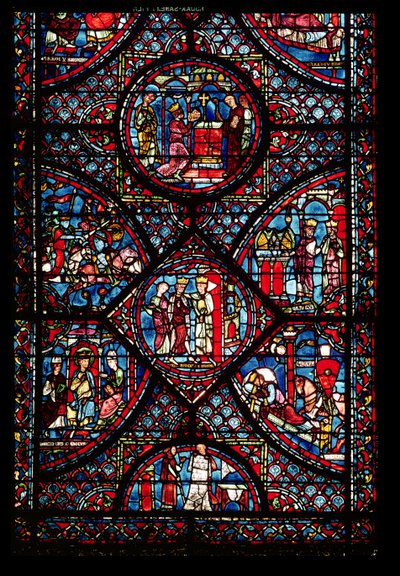 Vindue med scener fra Karl den Stores liv (747-814) fra ambulatoriet af French School