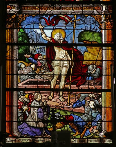 Vindue, der viser opstandelsen (farvet glas) af French School