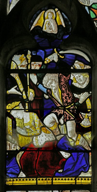 Vindue, der viser henrettelsen af den hellige Katarina, 1460-1470 af French School