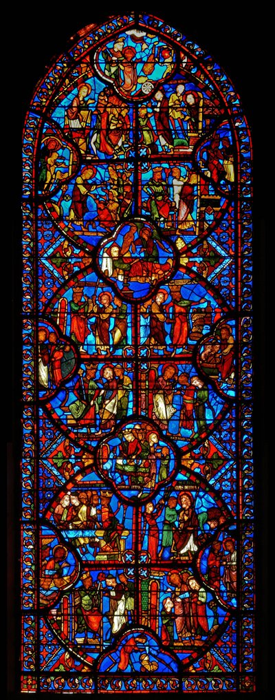 Fenster mit Darstellung des Lebens von St. Thomas von French School