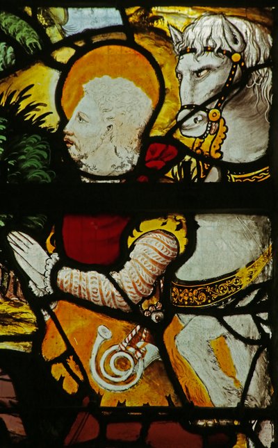 Vindue, der viser synet af St Eustache, detalje fra 2921629 af French School