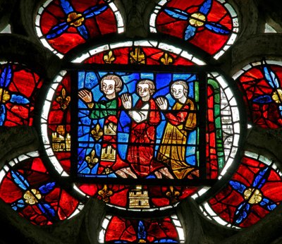 Vindue n3, der viser en donor - Alphonse de Poitiers og ?familie af French School
