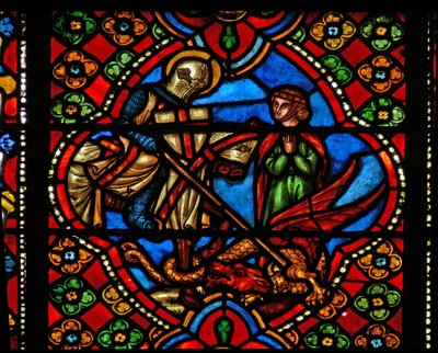 Vindue n3, der viser scener fra St Georges liv; dræber dragen af French School