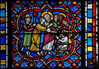 Vindue s2-L, der viser Judas forræderi af French School