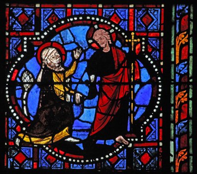 Vindue w02, der viser en opstandelsesscene: Noli Me Tangere af French School