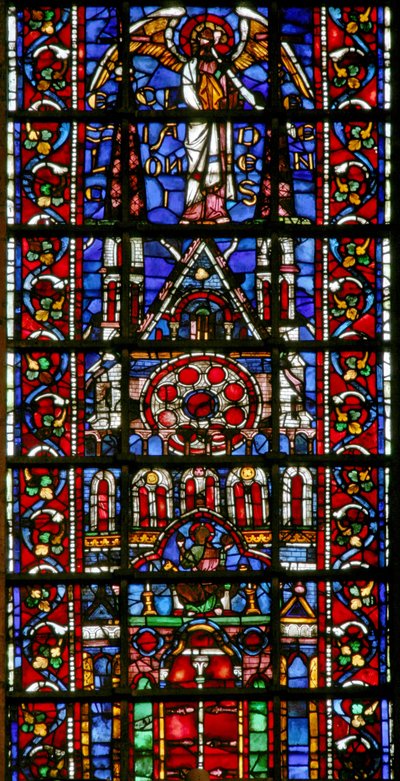 Vindue w101, der forestiller kirkens katedral i Laon af French School