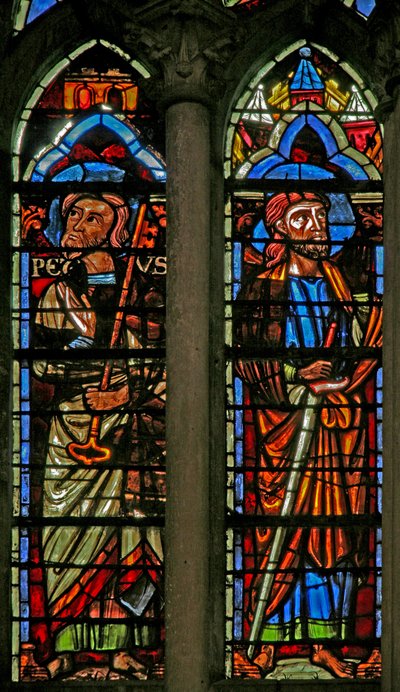Vindue w106, der viser Sankt Peter og Sankt Paul (C19) af French School