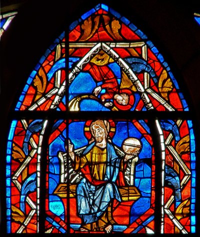 Vindue w107, der forestiller Kristus i herlighed af French School